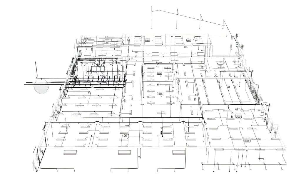 3D isometric structural engineering blueprint